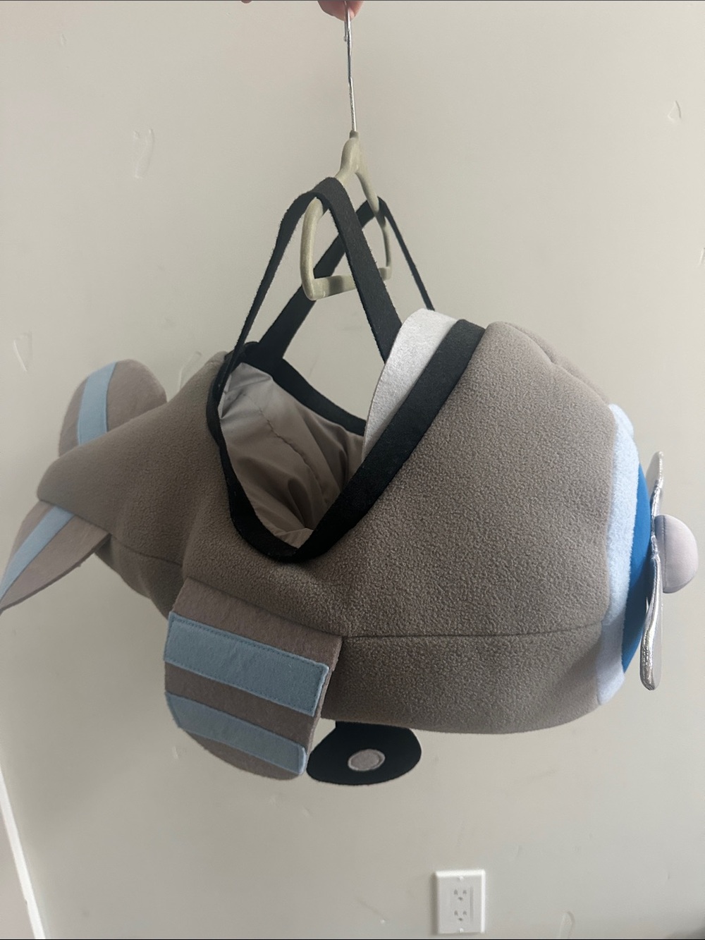 Pottery Barn Kids Plush Airplane Costume in Gray and Light Blue